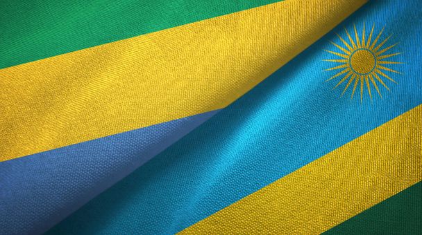 Габон і Руандійський два прапори текстильна тканина, текстура тканини - Фото, зображення