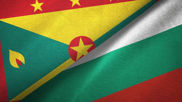 Grenada und Bulgarien zwei Flaggen Textiltuch, Textilstruktur  - Foto, Bild
