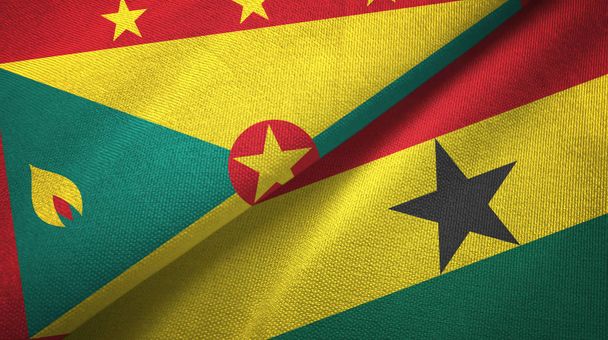 Grenade et Ghana deux drapeaux tissu textile, texture du tissu
 - Photo, image