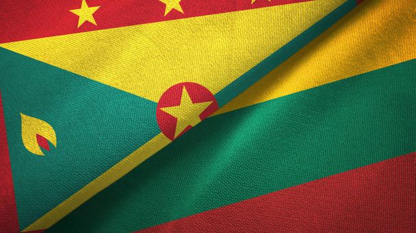 Grenada és Litvánia két zászló Textil szövet, szövet textúra - Fotó, kép