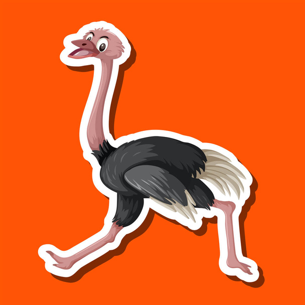 An ostrich on sticker template - Vector, Image