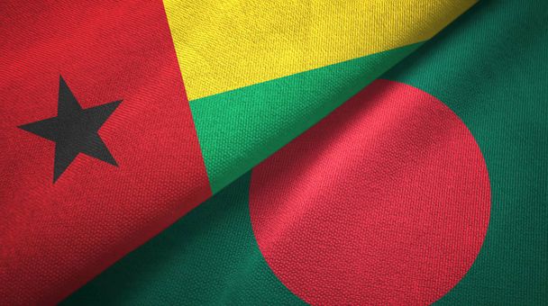 Guinea-Bissau y Bangladesh dos banderas tela textil, textura de la tela
  - Foto, Imagen