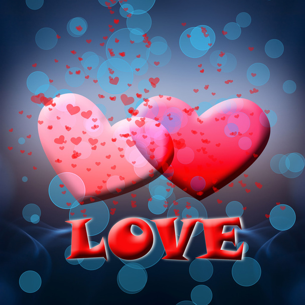 Two red valentine hearts on a blue background. - Photo, image
