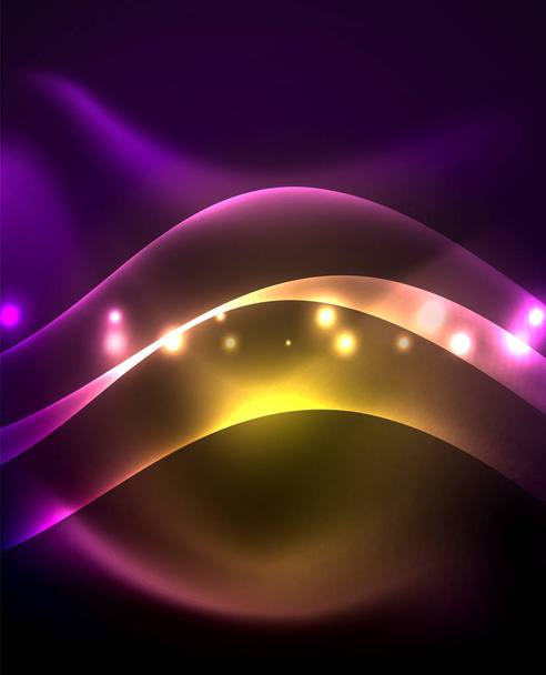 brilhante brilhante neon luz onda fundo
 - Vetor, Imagem