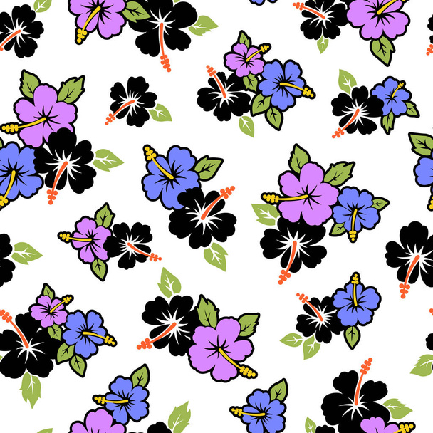 eine Blumenmuster-Illustration des Hibiskus. - Vektor, Bild