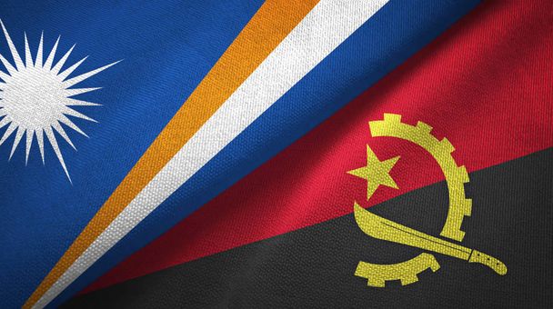 Маршалловы острова и Ангола два флага текстильная ткань, текстура ткани
  - Фото, изображение