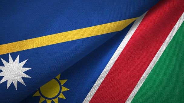 Nauru ja Namibia kaksi lippua tekstiilikangas, kangas rakenne
 - Valokuva, kuva
