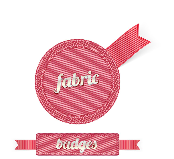 Pink vector fabric badges with pink ribbons - Vector, imagen