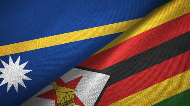 Nauru ja Zimbabwe kaksi lippua tekstiilikangas, kangas rakenne
 - Valokuva, kuva