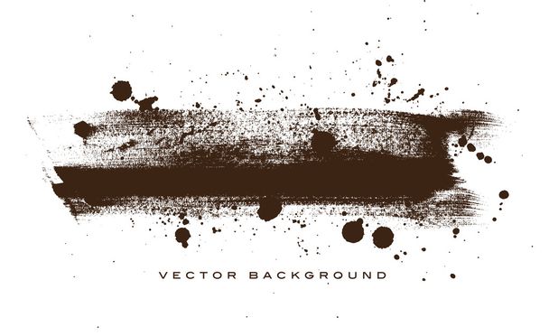 Brown vector grungy brush stroke hand painted background with paint splatter - Vettoriali, immagini