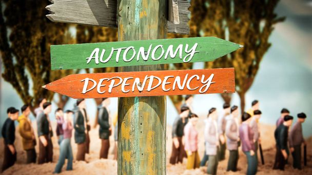 Street Sign to Autonomy versus Dependency - Photo, Image