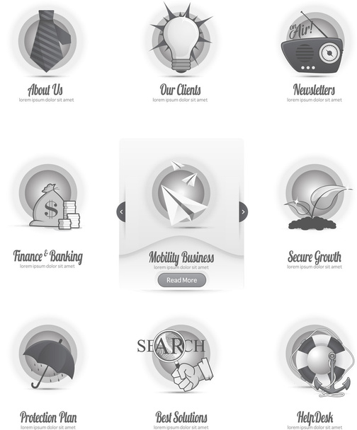 Icônes vintage réglées avec le menu de curseur d'image
 - Vecteur, image