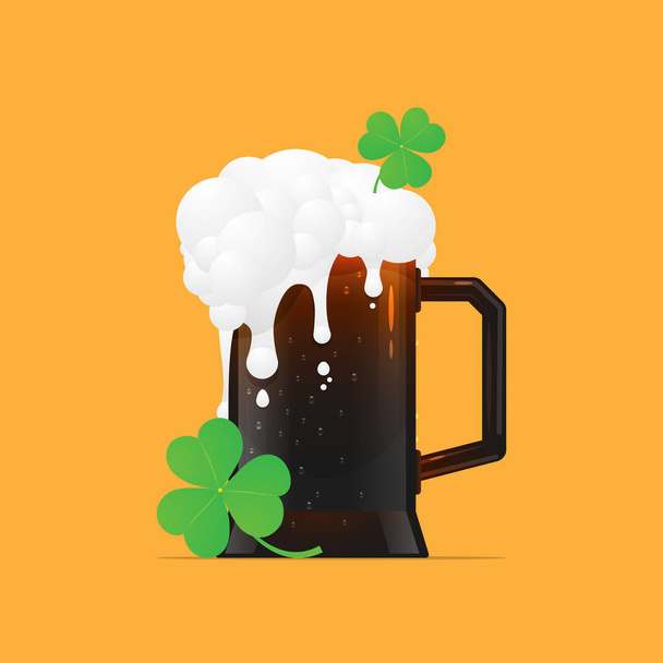 Απεικόνιση διανύσματος μαύρης μπύρας στο πορτοκαλί. - Διάνυσμα, εικόνα