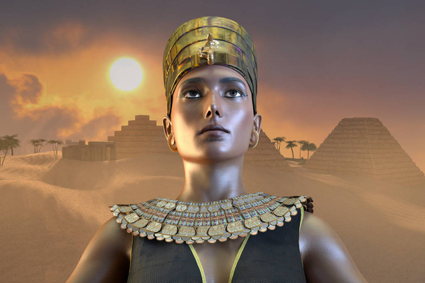 Cleopatra Egyptische koningin VII eeuw van Egypte 3D renderen - Foto, afbeelding