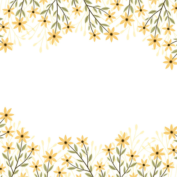 Vector frame botanic. Wildflowers, herbs, leaf. collection garden and wild foliage, summer flowers, branches. illustration isolated on white background. Hand draw. - Διάνυσμα, εικόνα