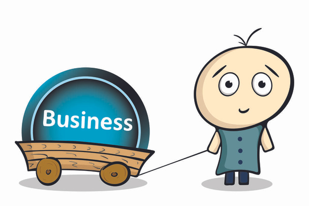 Boy and business on cart - Vector, Image