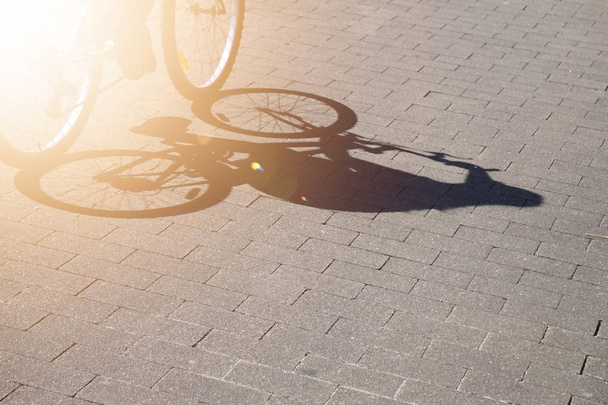                                bicycle transportation in the street, bike wheel  - Photo, image