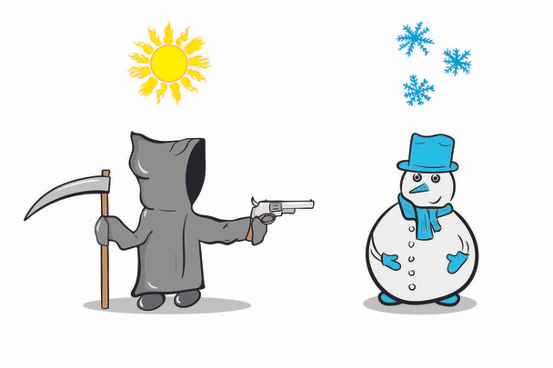 Death and snowman weather - Vector, Image