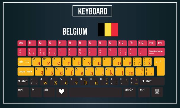 Vector Illustration Computer keyboards layout of Belgium - Vector, Image