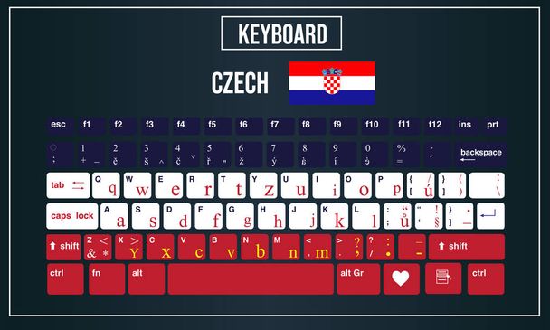 Vector Illustration Computer keyboards layout of Czech - Vector, Image