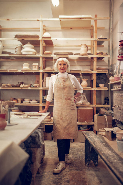 Joyful aged woman having her own business - Foto, Imagem