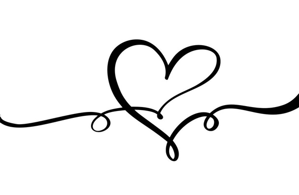 Ručně nakreslené znamení lásky srdce. Romantický kaligrafický vektor Valentýna. Konceptuční symbol ikony pro tričko, přání, titulní svatbu. Návrh plochého prvku ilustrace - Vektor, obrázek
