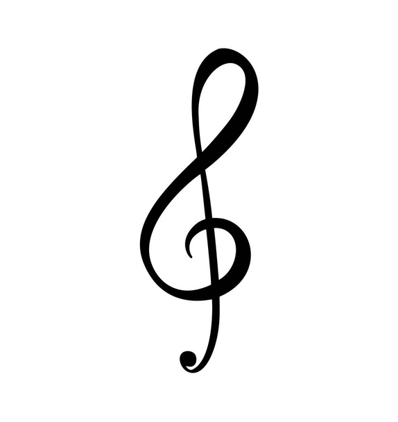 Музичний ключ, намальований рукою Векторний логотип та значок Ілюстрація. Музична тема шаблон плоского дизайну. Ізольовані на білому тлі
 - Вектор, зображення