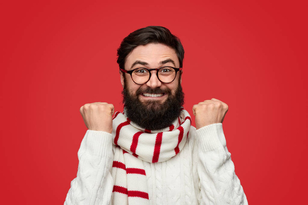 Bearded man celebrating success - Valokuva, kuva