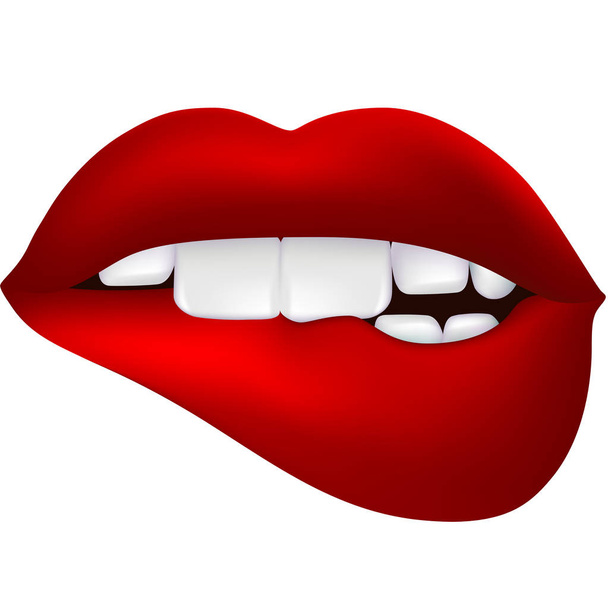 Lábios vermelhos desejados isolados. Design 3D. Modo vetorial
 - Vetor, Imagem