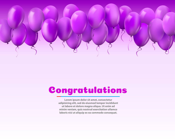 3d Gerçekçi Renkli Demet Doğum Günü Balonları Mesaj için Alan ile Parti ve Kutlamalar için Uçan - Vektör, Görsel
