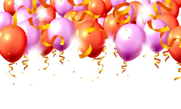 Festive color purple and red balloon party background - Vector, Image