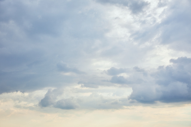blue clouds on white sunlight sky background and copy space - Zdjęcie, obraz
