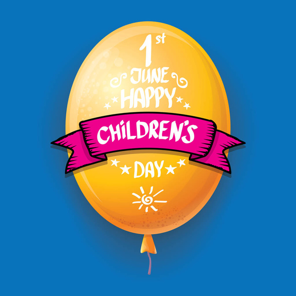 1 Ιουνίου Διεθνές Παιδικό φόντο. καλή ευχετήρια κάρτα παιδικής ημέρας με μπαλόνια στον ουρανό. αφίσα ημέρας για παιδιά - Διάνυσμα, εικόνα