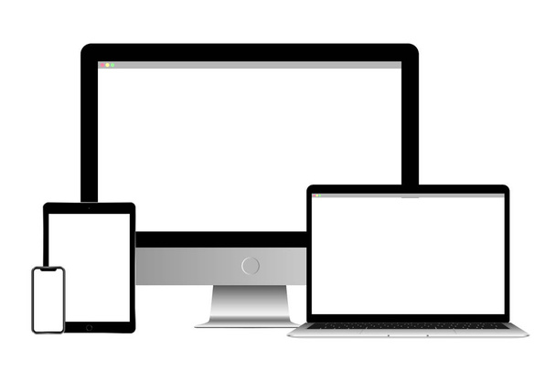 Smartphone, Tablet, laptop en desktopcomputer - Foto, afbeelding
