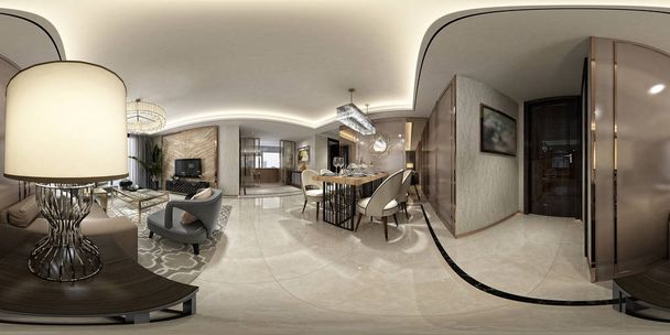 360 grados interior de la casa, 3d renderizado
 - Foto, Imagen