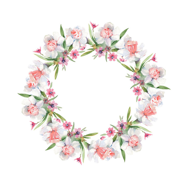 Bouquet floral botanical flowers. Watercolor background illustration set. Frame border ornament square. - Φωτογραφία, εικόνα