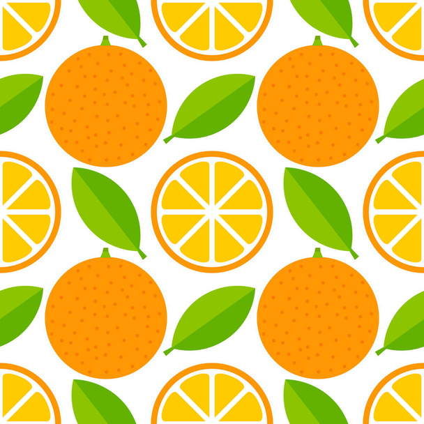 Orange fruits and slices seamless pattern. - Vector, Image