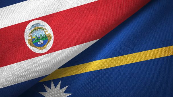 Costa Rica ja Nauru kaksi lippua tekstiilikangas, kangas rakenne
 - Valokuva, kuva