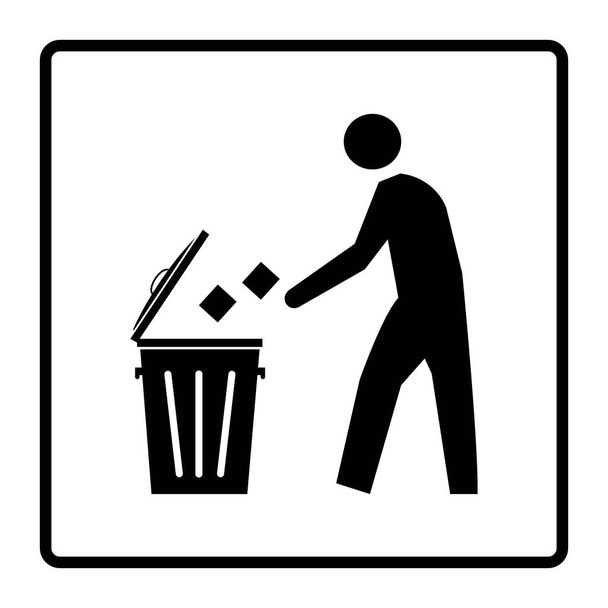Usunąć ikonę kosza. Znak pojemnika na śmieci. Symbol pojemnika na śmieci rysowanie według ilustracji - Wektor, obraz