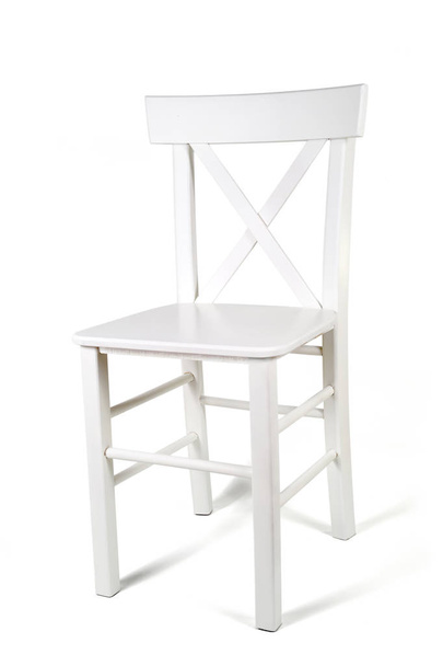 Studio Shot Of White Wooden Chair Isolated On White Background - Foto, Imagem