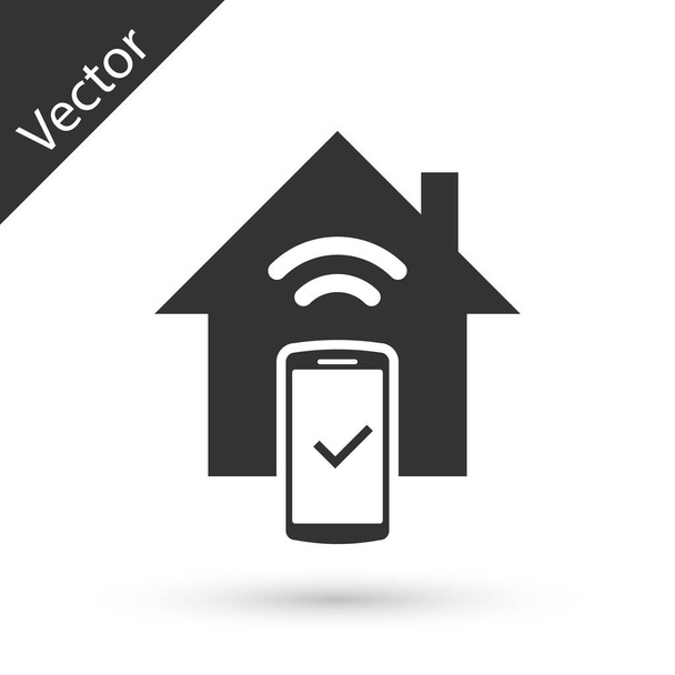 Grey Smart home - icono del sistema de control remoto aislado sobre fondo blanco. Ilustración vectorial
 - Vector, Imagen