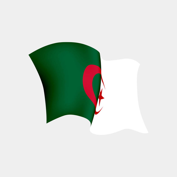 Rüzgarda Cezayir bayrağı. Vektör çizimi - Vektör, Görsel
