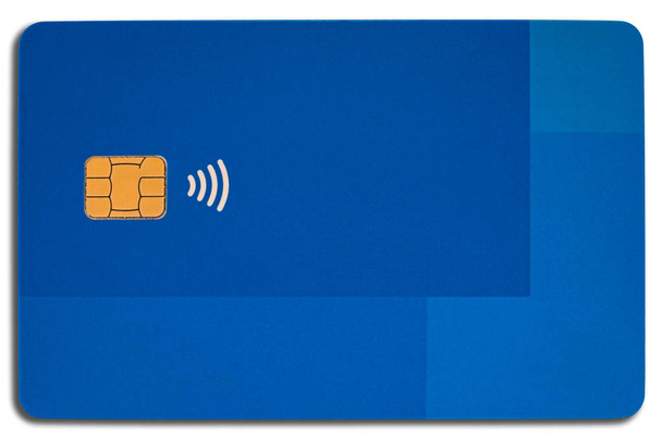 Tarjeta de crédito azul vith chip electrónico
 - Foto, Imagen