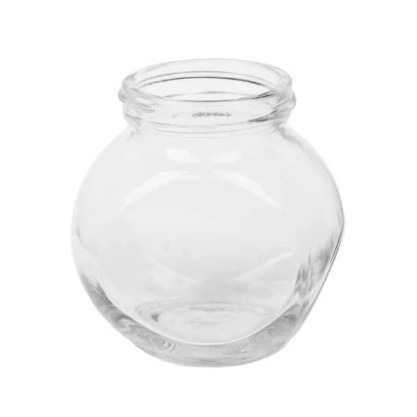 Un pequeño frasco de vidrio vacío aislado
 - Foto, imagen