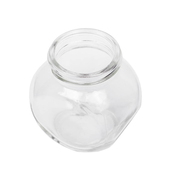 Un pequeño frasco de vidrio vacío aislado
 - Foto, Imagen
