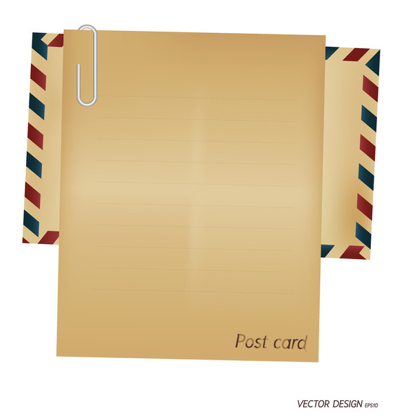 Vintage envelope and blank paper. - ベクター画像