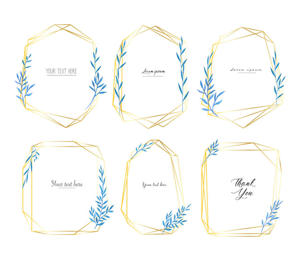 Set de marco geométrico con hojas acuarela, Composición botánica, Elemento decorativo para tarjeta de boda, Invitaciones Vector ilustración
. - Vector, imagen
