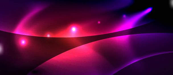 光沢のある輝くネオン光波の背景 - ベクター画像