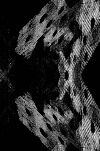 Černá a bílá monochromatický starý grunge vintage ošlehaný pozadí abstraktní starožitné textury s retro vzorem - Fotografie, Obrázek