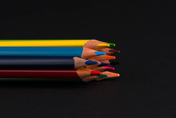pencils on black background - Photo, Image